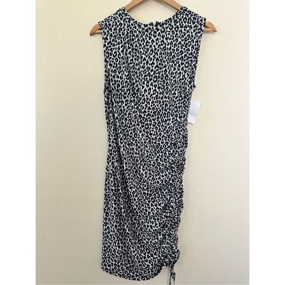 Michael Kors Black and White Cinch Side Animal Print Dress Size Large - Picture 3 of 5